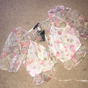 super cute floral sheer top